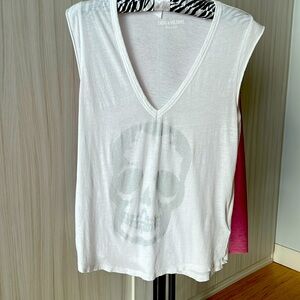 Zadig & Voltaire skull strass sleeveless white shirt